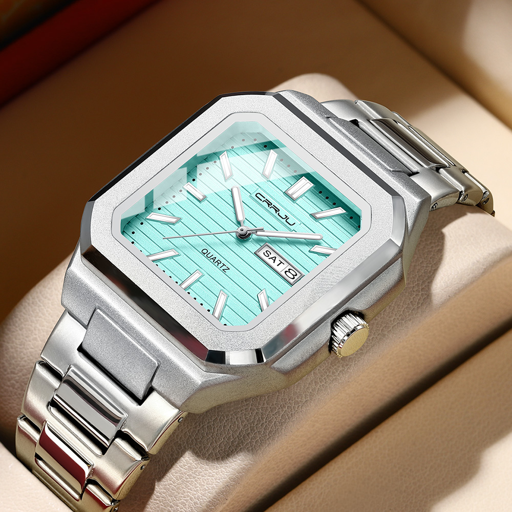Orologio da uomo CRRJU casual  - Cartier Watch Tank recensione e prezzo