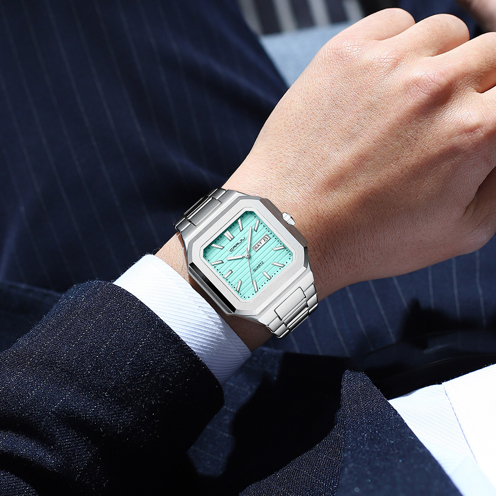 Orologio da uomo CRRJU casual  - Cartier Watch Tank recensione e prezzo
